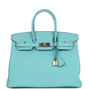 High-End Hermès Inspired Birkin 35 Bleu Atoll | Replica Bags