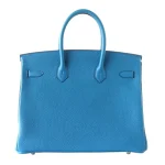 High-End Hermès Inspired - Birkin 35 Bleu Izmir Clemence Palladium HW Back