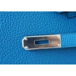 High-End Hermès Inspired - Birkin 35 Bleu Izmir Clemence Palladium HW Detail1