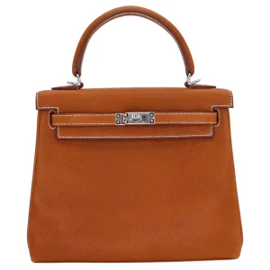 High-End Hermès Inspired - Kelly 25 Retourne Fauve Barenia Faubourg Palladium HW