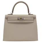 High-End Hermès Inspired - Kelly 25 Sellier Craie Epsom Electrum HW