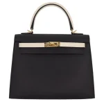 High-End Hermès Inspired - Kelly 25 Sellier HSS Black/ Craie Epsom Gold HW