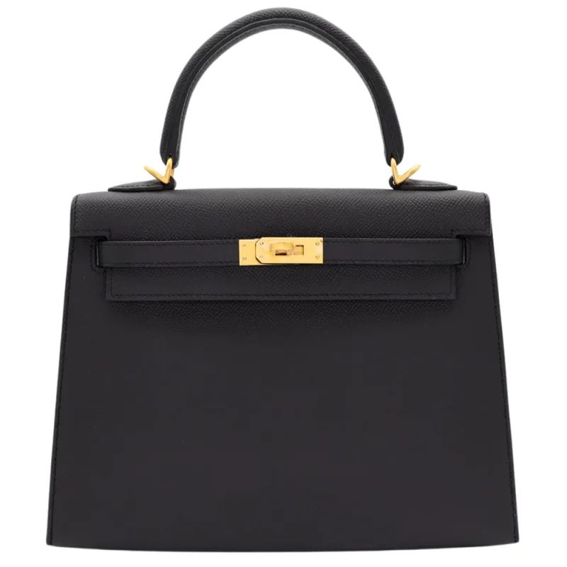 High-End Hermès Inspired - Kelly 25 Sellier HSS Black/Gold Epsom Brushed Gold HW