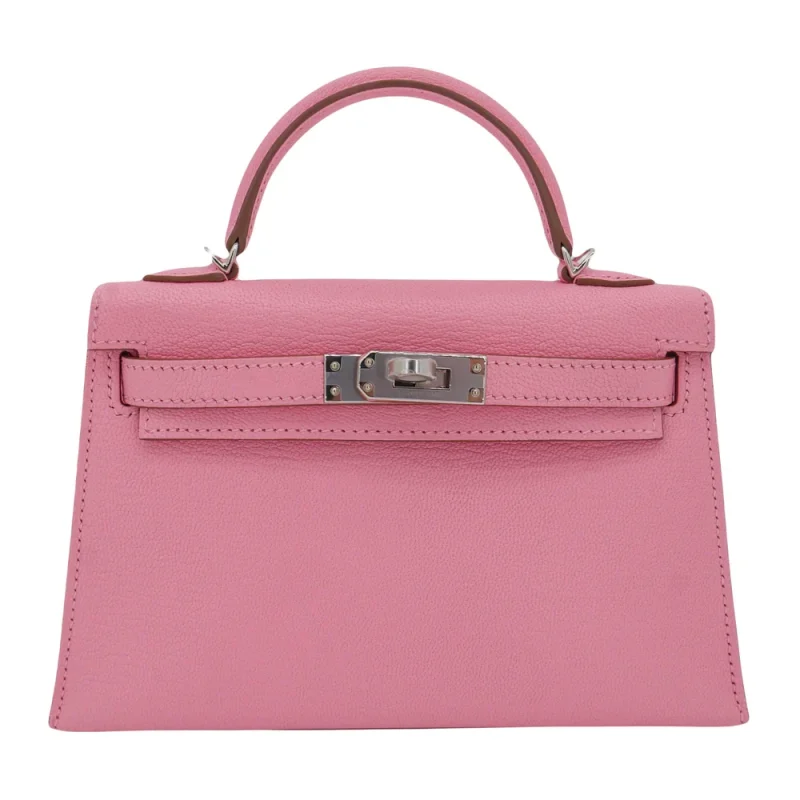 High-End Hermès Inspired - Kelly II Sellier Mini Rose Confetti Chevre Palladium HW