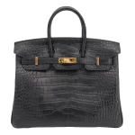 Mirror Quality Hermès Replicas - Birkin 25 Black Matte Alligator Gold HW