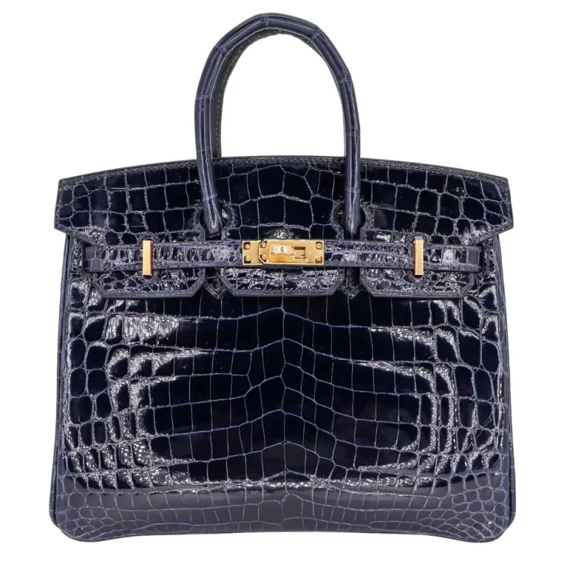 Mirror Quality Hermès Replicas – Birkin 25 Bleu Baltique Shiny Niloticus Gold HW - Premium Alternative