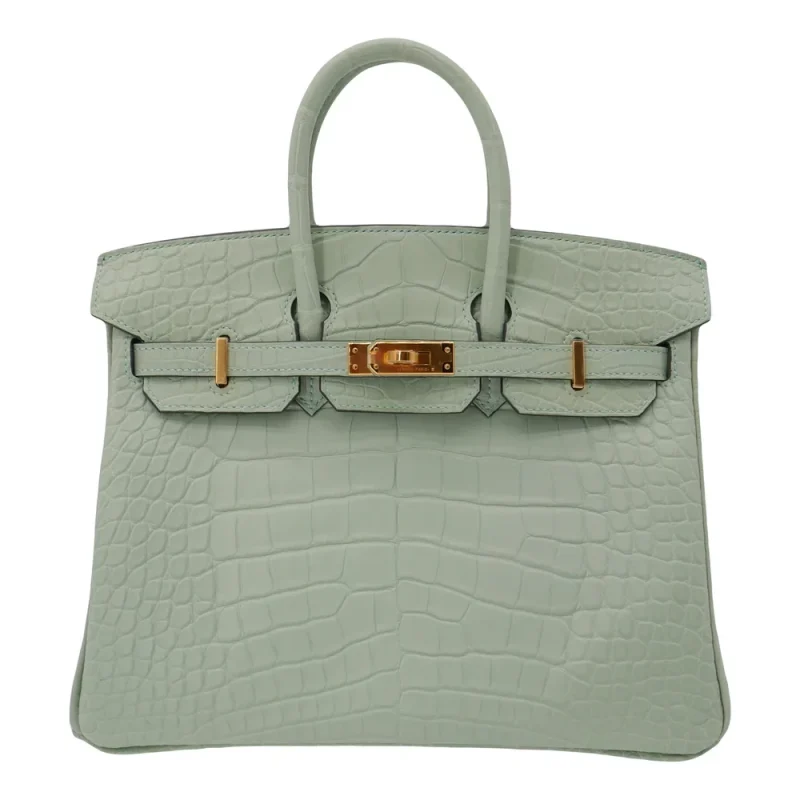 Mirror Quality Hermès Replicas - Birkin 25 Vert d'Eau Matte Alligator Gold HW