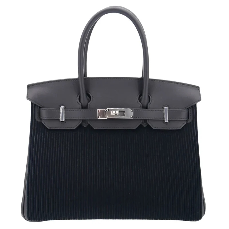 Mirror Quality Hermès Replicas – Birkin 30 Black Cote a Cote Tuffetage Caban Swift Palladium HW - Premium Alternative Bag