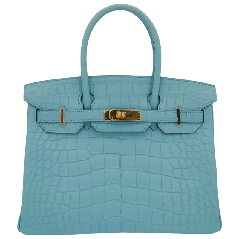Mirror Quality Hermès Replicas - Birkin 30 Bleu Saint Cyr Matte Alligator Gold HW