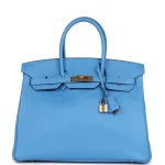 Mirror Quality Hermès Replicas | Birkin 35 Bleu Paradis Epsom