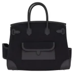 Mirror Quality Hermès Replicas - Birkin 35 Cargo Black Canvas Swift Palladium HW Back