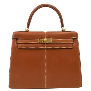 Mirror Quality Hermès Replicas - Kelly 25 Sellier Padded Fauve Barenia Gold HW