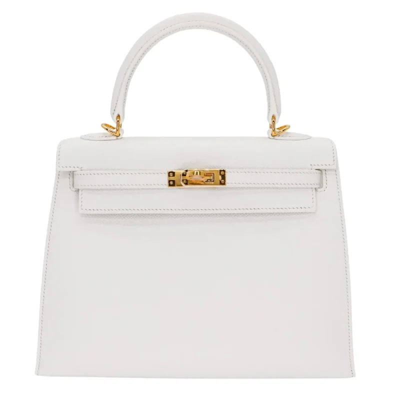 Mirror Quality Hermès Replicas - Kelly 25 Sellier White Epsom Gold HW