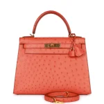 Mirror Quality Hermès Replicas - Kelly 28 Sellier Tangerine Ostrich Gold HW Front Mirror Quality Hermès Replicas - Kelly 28 Sellier Tangerine Ostrich Gold HW