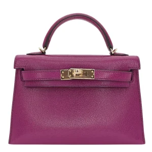 Mirror Quality Hermès Replicas - Kelly II Sellier Mini Anemone Chèvre Gold HW