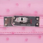 Mirror Quality Hermès Replicas - Kelly II Sellier Mini Bubblegum Ostrich Palladium HW Detail