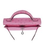Mirror Quality Hermès Replicas - Kelly II Sellier Mini Bubblegum Ostrich Palladium HW Interior