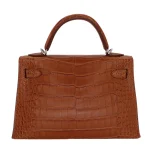 Mirror Quality Hermès Replicas - Kelly II Sellier Mini Gold Matte Alligator Palladium HW Back