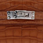 Mirror Quality Hermès Replicas - Kelly II Sellier Mini Gold Matte Alligator Palladium HW Detail1