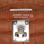 Mirror Quality Hermès Replicas - Kelly II Sellier Mini Gold Matte Alligator Palladium HW Logo