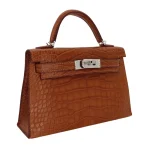 Mirror Quality Hermès Replicas - Kelly II Sellier Mini Gold Matte Alligator Palladium HW Side