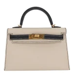 Mirror Quality Hermès Replicas - Kelly II Sellier Mini HSS Nata/Black Epsom Gold HW