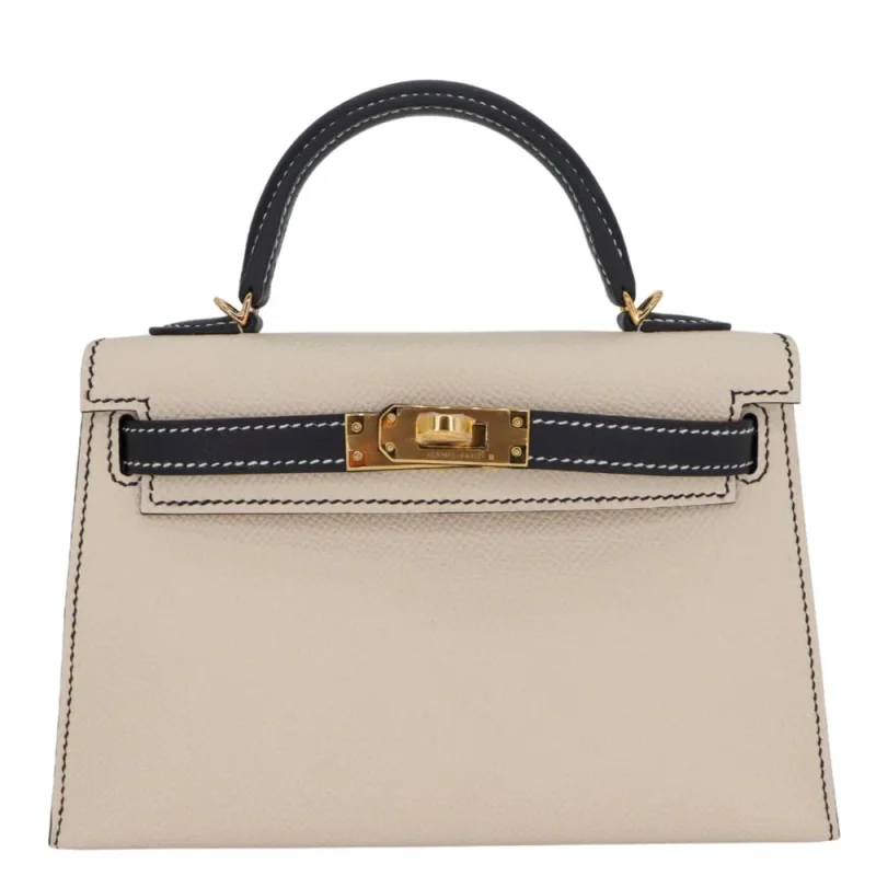 Mirror Quality Hermès Replicas - Kelly II Sellier Mini HSS Nata/Black Epsom Gold HW