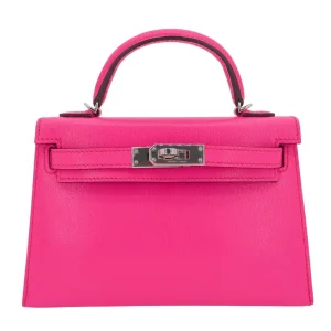 Mirror Quality Hermès Replicas - Kelly II Sellier Mini Rose Pop Chevre Palladium HW