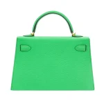 Mirror Quality Hermès Replicas - Kelly II Sellier Mini Vert Comic Chevre Gold HW Back