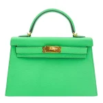 Mirror Quality Hermès Replicas - Kelly II Sellier Mini Vert Comic Chevre Gold HW Front Mirror Quality Hermès Replicas - Kelly II Sellier Mini Vert Comic Chevre Gold HW