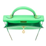 Mirror Quality Hermès Replicas - Kelly II Sellier Mini Vert Comic Chevre Gold HW Interior