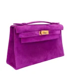 Mirror Quality Hermès Replicas - Kelly Pochette Doblis Ultraviolet Suede Gold HW Side