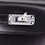 Mirror Quality Hermès Replicas - Kelly en Desordre Black Box Calf Palladium HW Detrail1