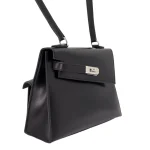 Mirror Quality Hermès Replicas - Kelly en Desordre Black Box Calf Palladium HW Side2