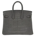Premium Hermès Replica - Birkin 25 Gris Cement Matte Alligator Palladium HW Back