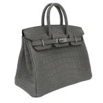 Premium Hermès Replica - Birkin 25 Gris Cement Matte Alligator Palladium HW Side1