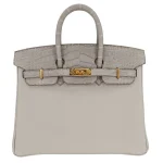 Premium Hermès Replica - Birkin 25 Touch Gris Perle Matte AlligatorTogo Gold HW Front Premium Hermès Replica - Birkin 25 Touch Gris Perle Matte Alligator/Togo Gold HW