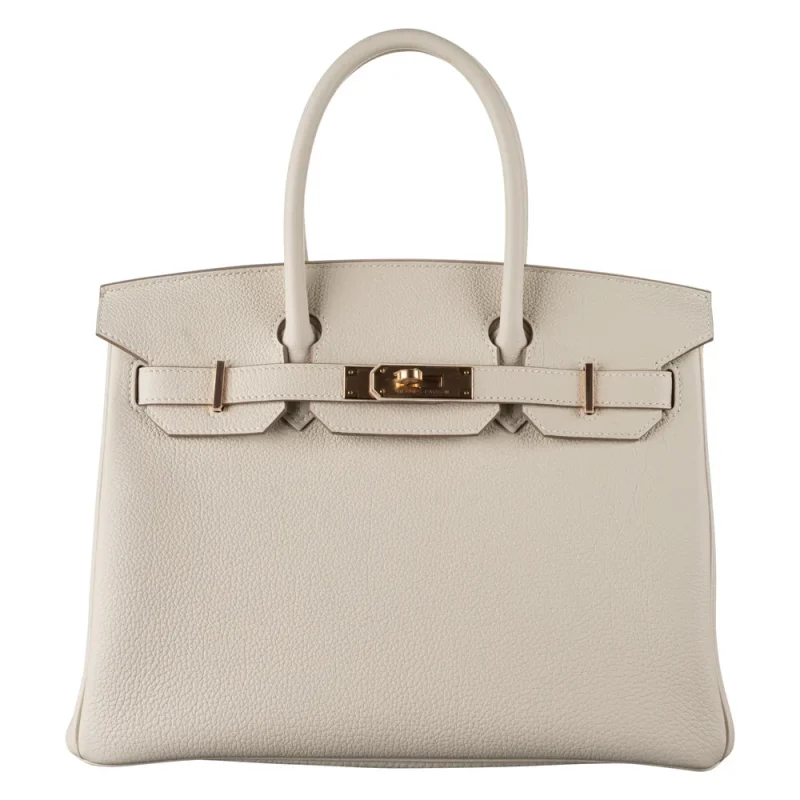 Premium Hermès Replica – Birkin 30 Craie Togo Rose Gold HW - Designer Inspired Luxury Bag