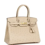 Premium Hermès Replica - Birkin 30 Parchiem Ostrich Gold HW Side1