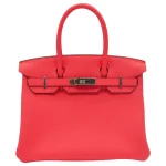 Premium Hermès Replica - Birkin 30 Rose Texas Clemence Palladium HW Front Premium Hermès Replica - Birkin 30 Rose Texas Clemence Palladium HW