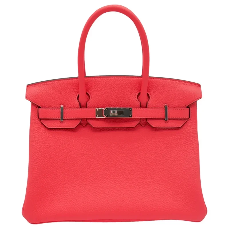 Premium Hermès Replica – Birkin 30 Rose Texas Clemence Palladium HW - Premium Alternative