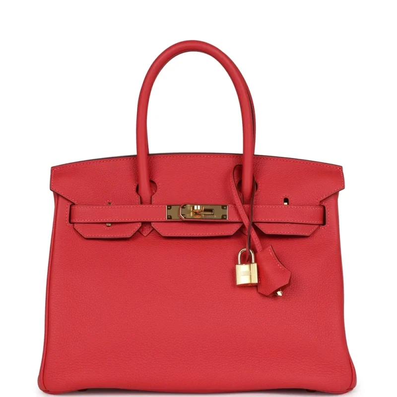 Premium Hermès Replica – Birkin 30 Rouge Pivoine Togo Gold HW - Designer Inspired Luxury Bag