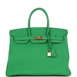 Premium Hermès Replica - Birkin 35 Bambou Togo Gold HW Front Premium Hermès Replica - Birkin 35 Bambou Togo Gold HW