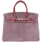 Premium Hermès Replica – Birkin 35 Doblis Pink/Lilac Suede