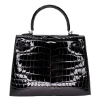 Premium Hermès Replica - Kelly 25 Sellier Black Shiny Niloticus Crocodile Palladium HW Back