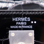 Premium Hermès Replica - Kelly 25 Sellier Black Shiny Niloticus Crocodile Palladium HW Logo