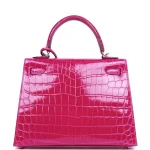 Premium Hermès Replica - Kelly 25 Sellier Rose Pourpre Shiny Niloticus Palladium HW Back