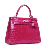 Premium Hermès Replica - Kelly 25 Sellier Rose Pourpre Shiny Niloticus Palladium HW Side1