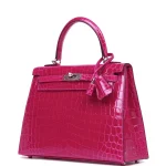 Premium Hermès Replica - Kelly 25 Sellier Rose Pourpre Shiny Niloticus Palladium HW Side2