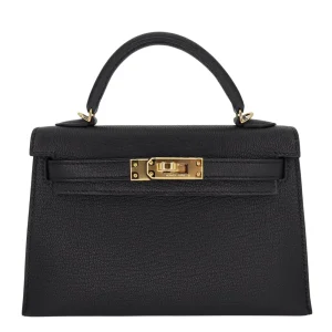 Premium Hermès Replica - Kelly II Sellier Mini HSS Black/Rose Extreme Chevre Gold HW